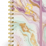 Spirálový 18měsíční diář Petito Růžový mramor 2025/2026