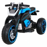 dětská elektrická motorka future, modrá, s audio panelem a koly eva