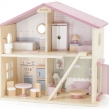 Viga PolarB velký dřevěný domeček pro panenky, 17 dílů