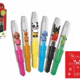 Foukací fixy BING se šablonami, 6 barev