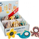 Small Foot dřevěná smyslová hračka oceán – velryba a chobotnice