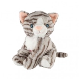 Plyšová sedící kočka 20 cm se zvukem, mourovatá