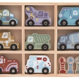 Sada dřevěných autíček s poličkou 2Kids Toys