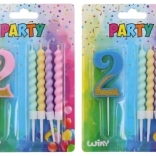 párty svíčka číslo 2 a 4 svíčky
