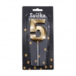 Párty svíčka číslo 5 zlatá