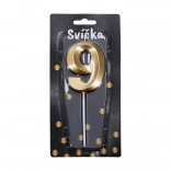 Párty svíčka číslo 9 zlatá