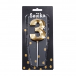 Párty svíčka číslo 3 zlatá