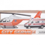 Kovová sanitka a helikoptéra pro děti