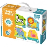 Baby puzzle Zvířata na safari 4v1 (3–6 dílků) TREFL