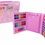růžový výtvarný kufřík 208 dílů pro děti