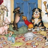 gibsons panoramatické puzzle venčení pejsků 636 dílků