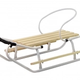 kovové sáňky s opěrkou a tažným páskem – bílé