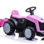 Růžový elektrický traktor s přívěsem