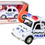 Klasické policejní auto 1:38 s pohonem, světly a zvuky bílé