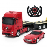 rc nákladní vůz mercedes-benz actros s návěsem a mercedes-benz amg gt