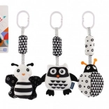 Závěsná černobílá plyšová hračka na kočárek a postýlku, 30 cm