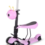 dětská koloběžka s blikajícími koly růžová